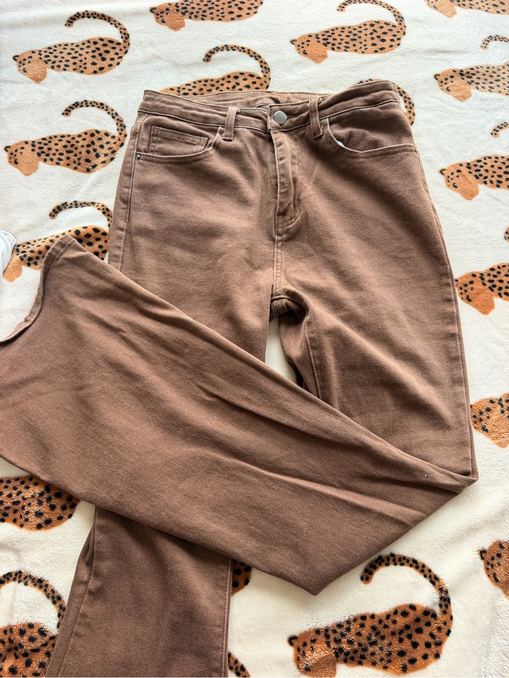 SHEIN Straight-Leg Jeans in Warm Brown